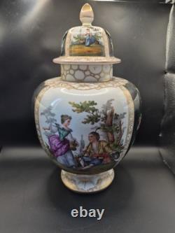 Antique Dresden Helena Wolfsohn Augustus Rex Large Lidded Ginger Jar 33cm High
