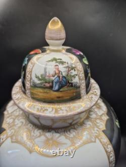 Antique Dresden Helena Wolfsohn Augustus Rex Large Lidded Ginger Jar 33cm High