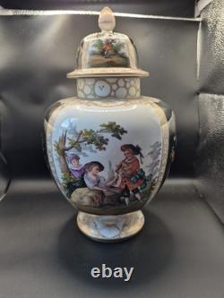 Antique Dresden Helena Wolfsohn Augustus Rex Large Lidded Ginger Jar 33cm High