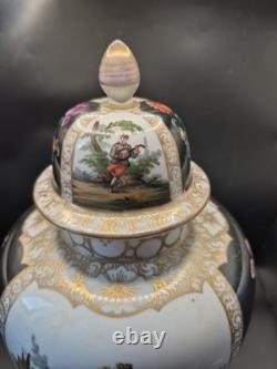 Antique Dresden Helena Wolfsohn Augustus Rex Large Lidded Ginger Jar 33cm High