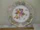 Antique Dresden Pocelain Hand Painted Floral Reticulated Plate