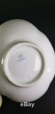 Antique Dresden Quatrefoil Porcelain Yellow Cup Saucer Hand Painted Lovers