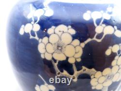 Antique Early 20th C. Hand Painted Chinese Porcelain Prunus Blossoms Ginger Jar