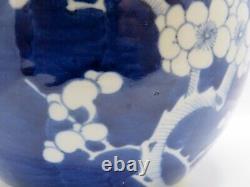 Antique Early 20th C. Hand Painted Chinese Porcelain Prunus Blossoms Ginger Jar