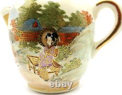 Antique Early 20th Century Hand Painted Japanese Satsuma Porcelain Creamer