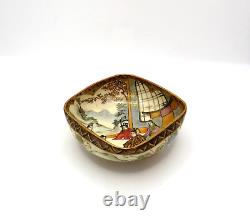 Antique Early 20th Century Hand Painted Satsuma Porcelain Small Bowl Marked