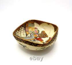 Antique Early 20th Century Hand Painted Satsuma Porcelain Small Bowl Marked