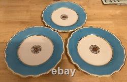 Antique Early Royal Worcester Hand painted Family Crest Dinner plates X3