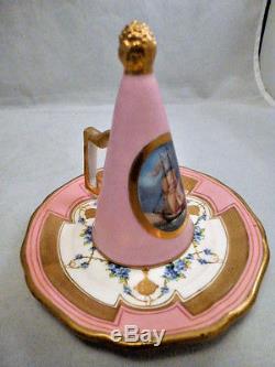 Antique English Porcelain Minton China nautical Candle Snuffer hand painted
