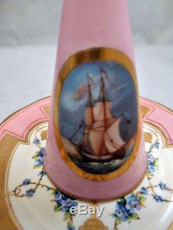 Antique English Porcelain Minton China nautical Candle Snuffer hand painted