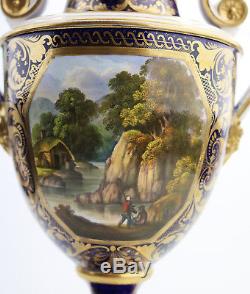 Antique English Porcelain a fine Derby large hand painted scenic Vase C. 1806+