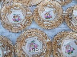 Antique English porcelain hand painted floral Tea service