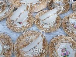 Antique English porcelain hand painted floral Tea service