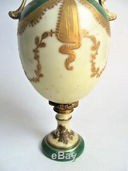 Antique FRENCH Sevres Style PORCELAIN URN VASE Hand PAINTED SCENE Bronze Ormolu