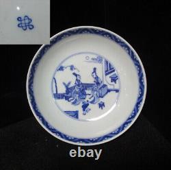 Antique Fine Chinese Blue and White Hand Painting Porcelain Plate Marks