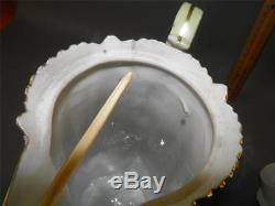Antique Fine Porcelain China Japan Chocolate Tea Pot & Cup Hand Painted Floral