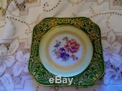 Antique Floral Botanical SET 12 Plates German Porcelain Hand Paint OUTSTANDING