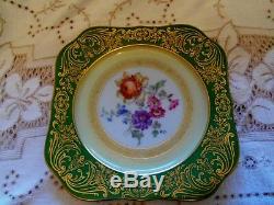 Antique Floral Botanical SET 12 Plates German Porcelain Hand Paint OUTSTANDING