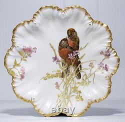 Antique France Limoges A L Depose Hand Painted Gilt Birds Motif Porcelain Plate