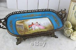 Antique French 1925 Centerpiece coupe table in sevres porcelain hand paint