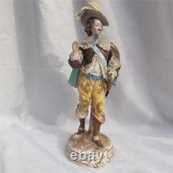 Antique French Bourdois & Bloch Hand Painted Porcelain Figure Of A Cavalier
