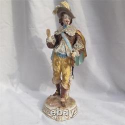 Antique French Bourdois & Bloch Hand Painted Porcelain Figure Of A Cavalier
