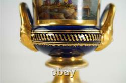 Antique French Empire Paris Porcelain Vase Hand Painted Harbour Scene