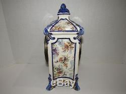 Antique French Hand Painted Porcelain Clock, 8 Day, Time/strike