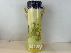 Antique French Limoges Hand Painted C. Dubois Floral Decorated Vase