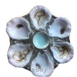 Antique French Limoges Hand-painted Porcelain Oyster Plate Exc