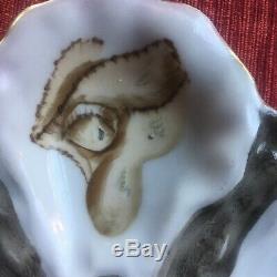 Antique French Limoges Hand-painted Porcelain Oyster Plate Exc