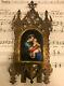Antique French Madonna & Child Hand Painted Porcelain Icon Holy Water Font C1880