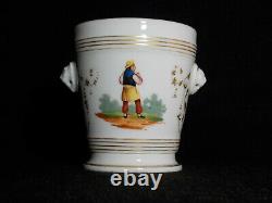 Antique French Old Paris Porcelain Hand Painted Cachepot Planter Chinoiserie
