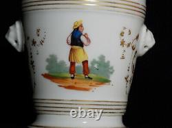 Antique French Old Paris Porcelain Hand Painted Cachepot Planter Chinoiserie