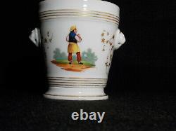 Antique French Old Paris Porcelain Hand Painted Cachepot Planter Chinoiserie