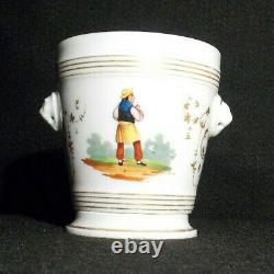 Antique French Old Paris Porcelain Hand Painted Cachepot Planter Chinoiserie