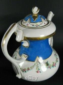 Antique French Old Paris Porcelain Tea Pot Set Hand Painted Sevres Style c1850