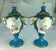 Antique French Pair Of Limoges Hand Painted Cherub/angel Putti Porcelain Urns