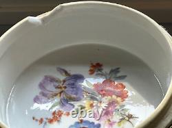 Antique French Porcelain Hand Painted w. A Garden of Barbotine Flowers on cover