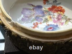 Antique French Porcelain Hand Painted w. A Garden of Barbotine Flowers on cover