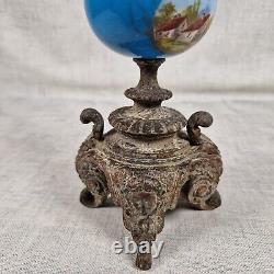 Antique French Sevres Hand Painted Porcelain Urn Vase Bronze
