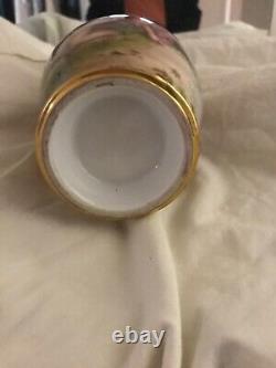 Antique French Style signed Nuemann Gold Gild Hand Painted Porcelain vase 1800's