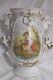 Antique French Vase Hand Painted Pink Rose Bouquet And Girl Scenes- Pls See Desc