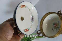 Antique French sevres porcelain marked hand paint putti floral box