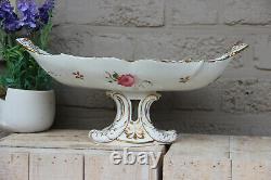 Antique French vieux paris porcelain Centerpiece bowl fruit hand paint flowers