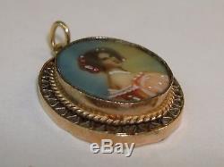 Antique Georgian Miniature Hand Painted Portrait In Gold Frame! Ex. Condition