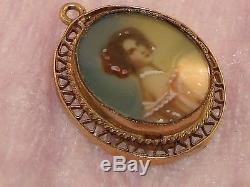 Antique Georgian Miniature Hand Painted Portrait In Gold Frame! Ex. Condition