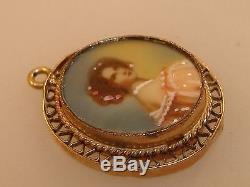 Antique Georgian Miniature Hand Painted Portrait In Gold Frame! Ex. Condition