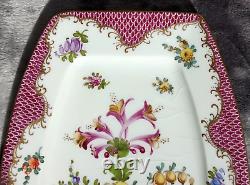 Antique German Dresden Hand Painted Floral Porcelain Plate Tray Platter 28 cm