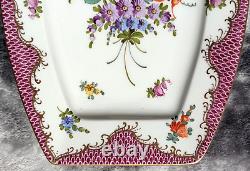 Antique German Dresden Hand Painted Floral Porcelain Plate Tray Platter 28 cm